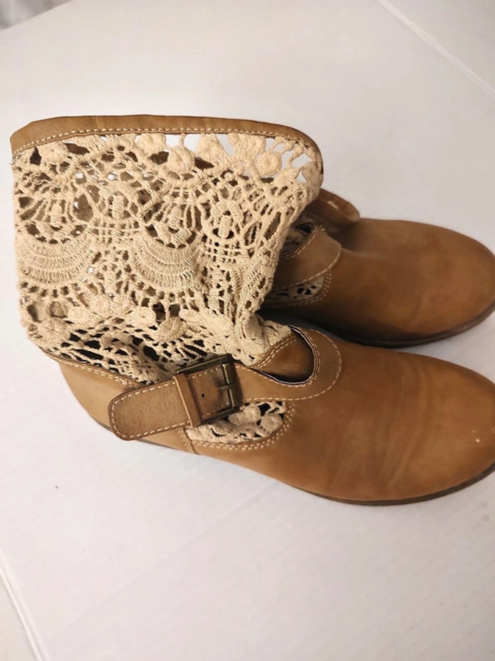 Seychelles Women's Brown & Cream Lace Ankle Boots US 6